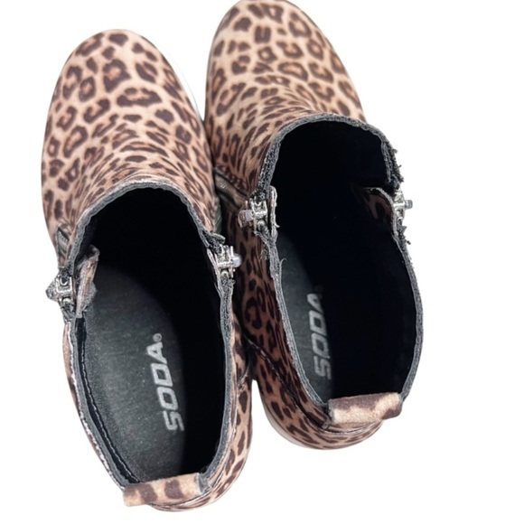 Soda Women's Leopard Platform Zip Down Ankle Boot Sneaker Casual Streetwear Shoe - Picture 10 of 16